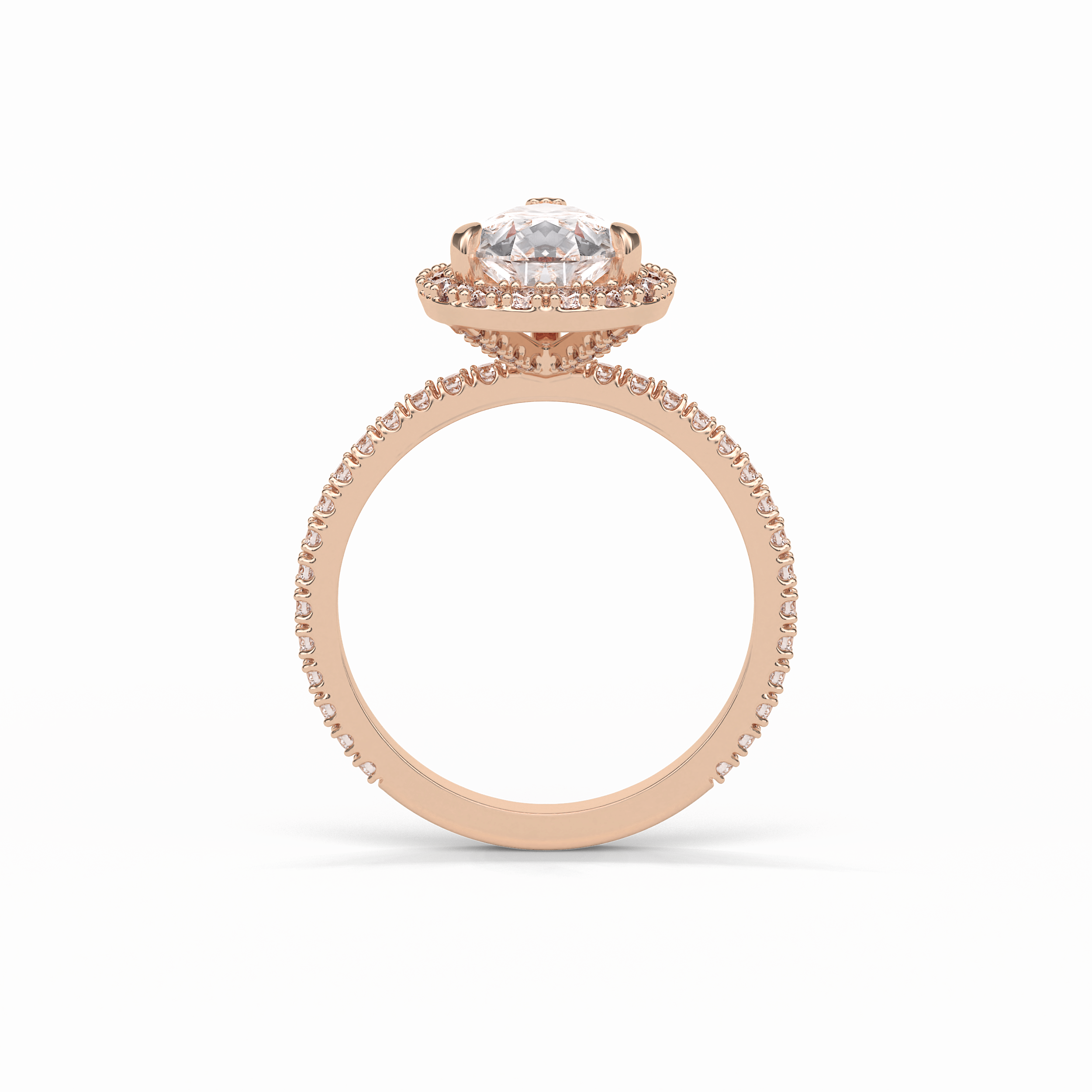 Pear Halo & Pave Lab Grown Diamond Engagement Ring