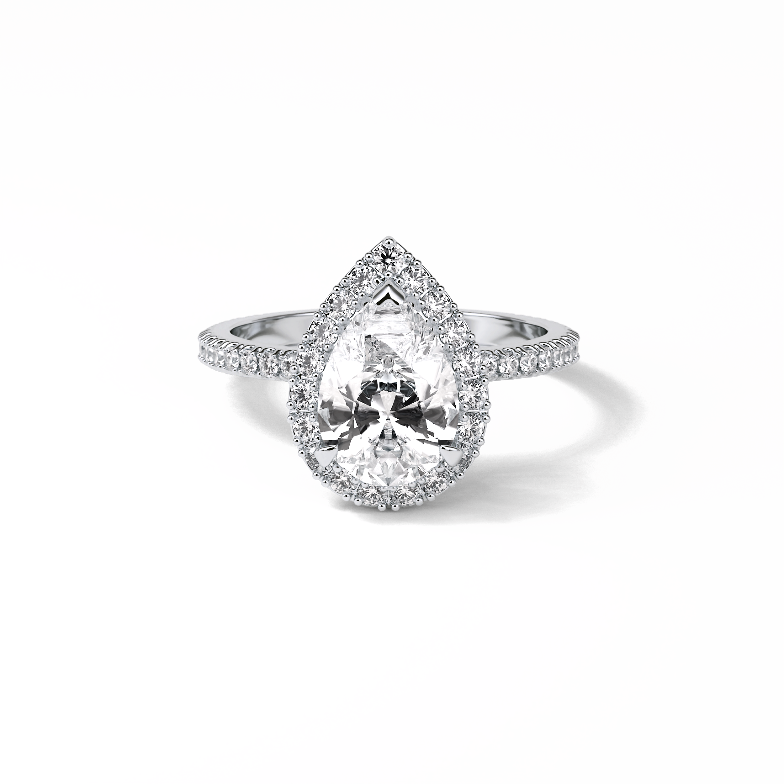 Pear Halo & Pave Lab Grown Diamond Engagement Ring