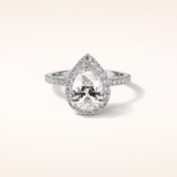 1.93 CT Pear Shaped Halo & Pave Moissanite Engagement Ring