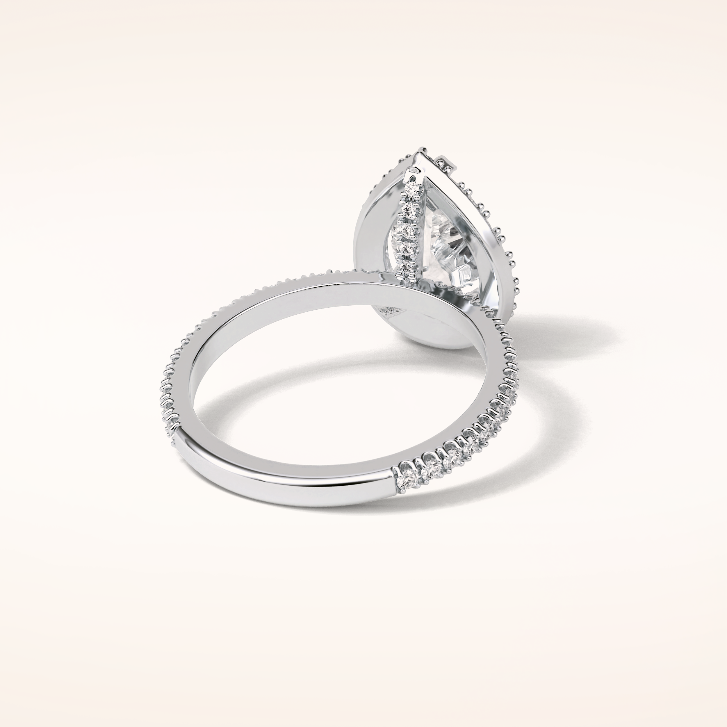 1.93 CT Pear Shaped Halo & Pave Moissanite Engagement Ring