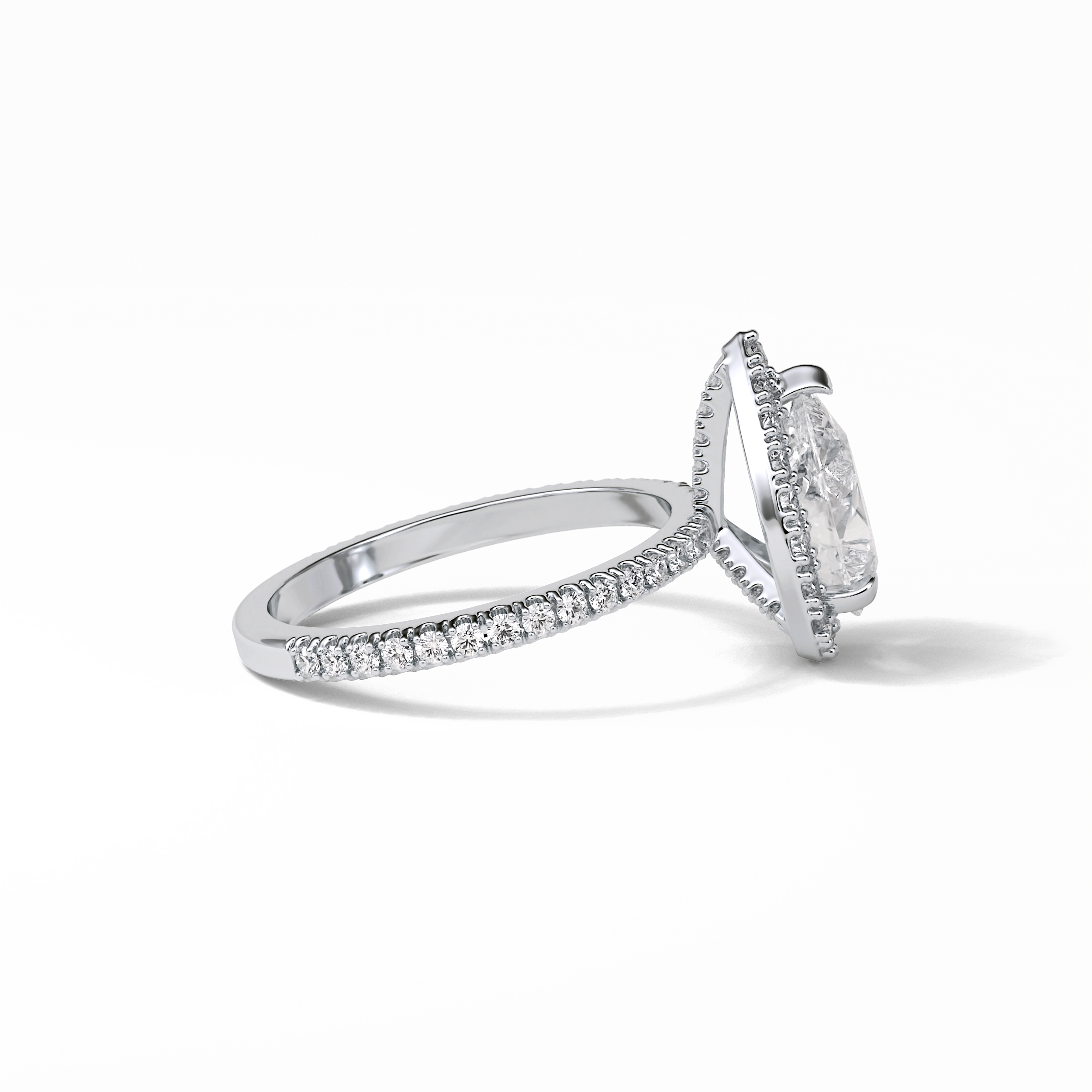 Pear Halo & Pave Lab Grown Diamond Engagement Ring
