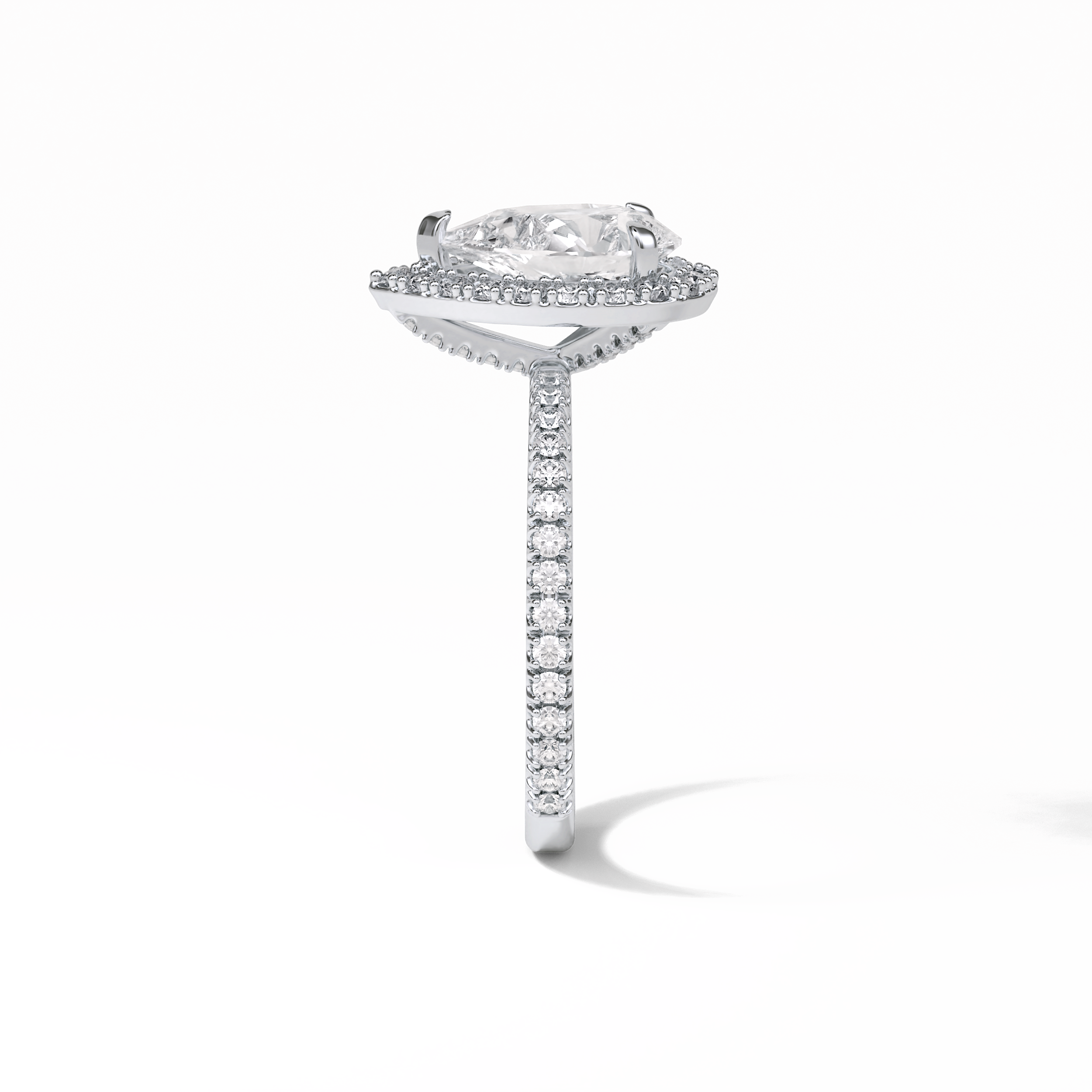 Pear Halo & Pave Lab Grown Diamond Engagement Ring