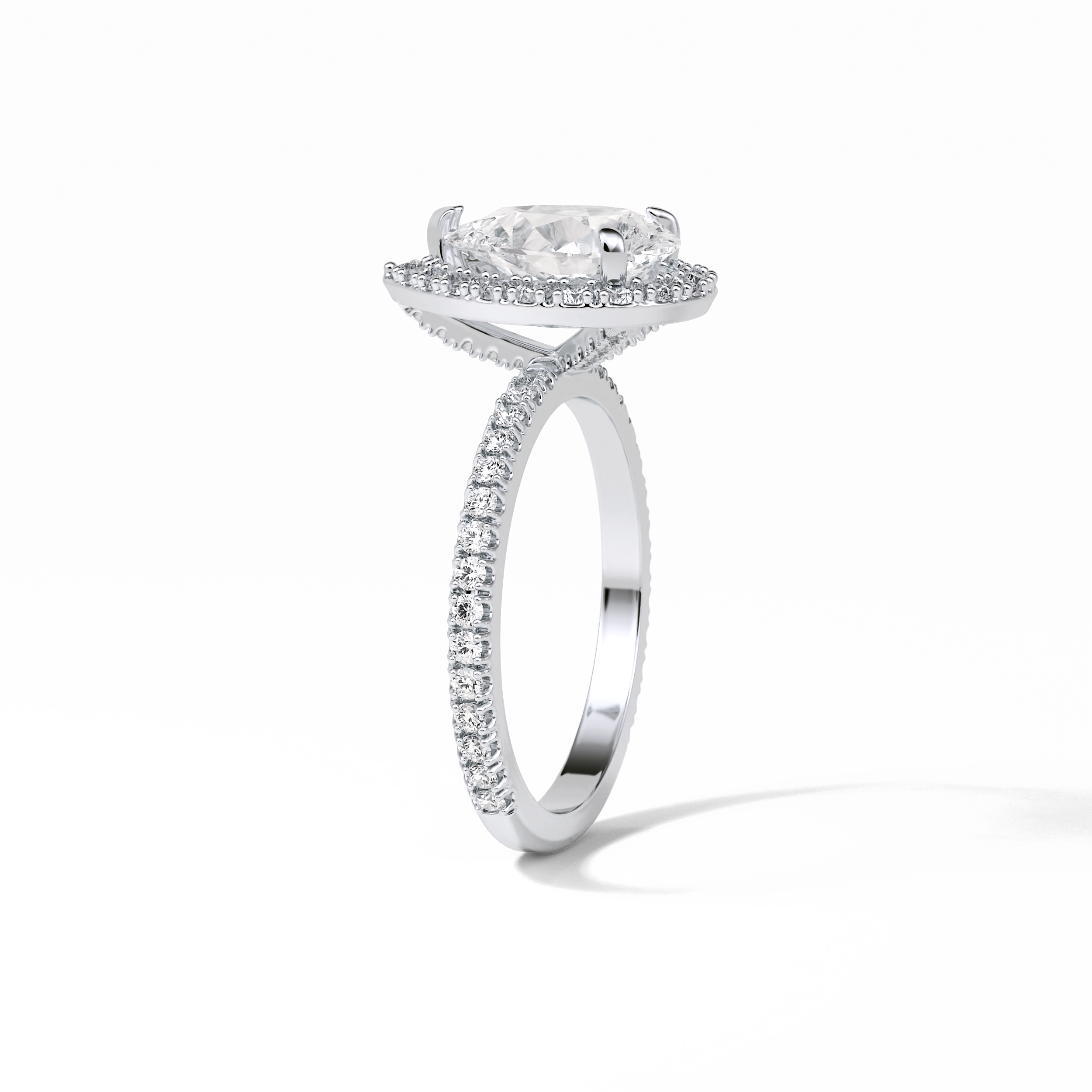 Pear Halo & Pave Lab Grown Diamond Engagement Ring