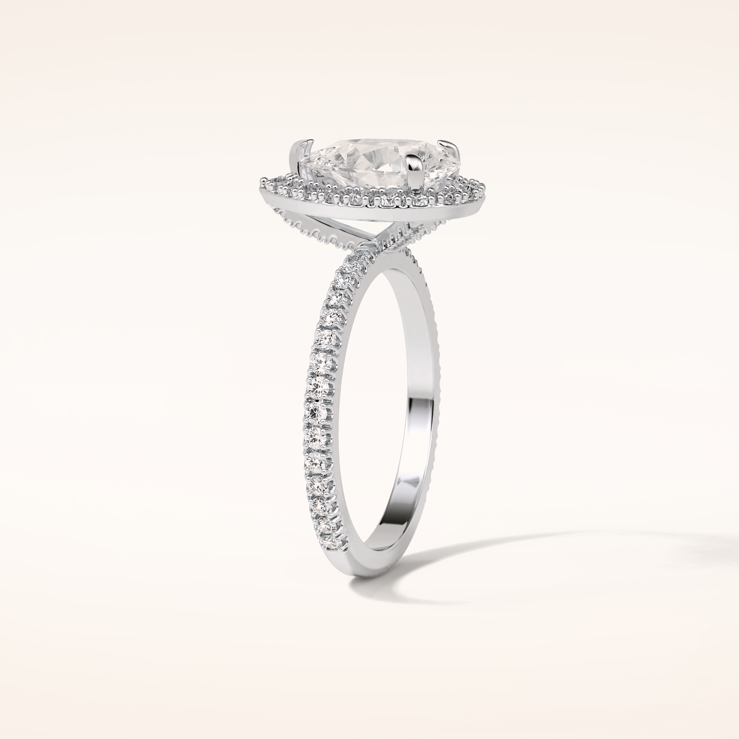 1.93 CT Pear Shaped Halo & Pave Moissanite Engagement Ring