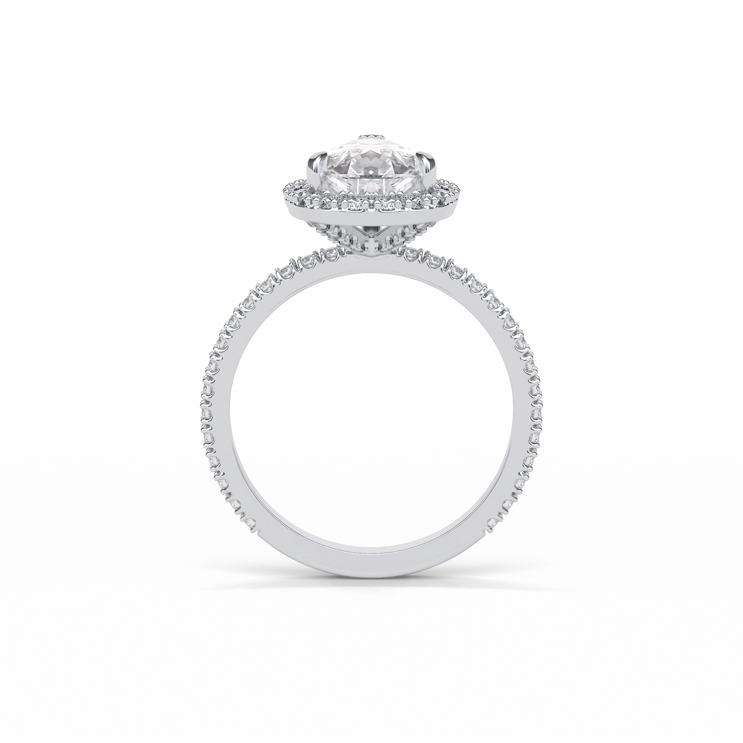 Pear Halo & Pave Lab Grown Diamond Engagement Ring