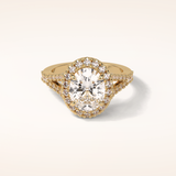 2.72 CT Oval Shaped Halo & Pave Split Shank Moissanite Engagement Ring