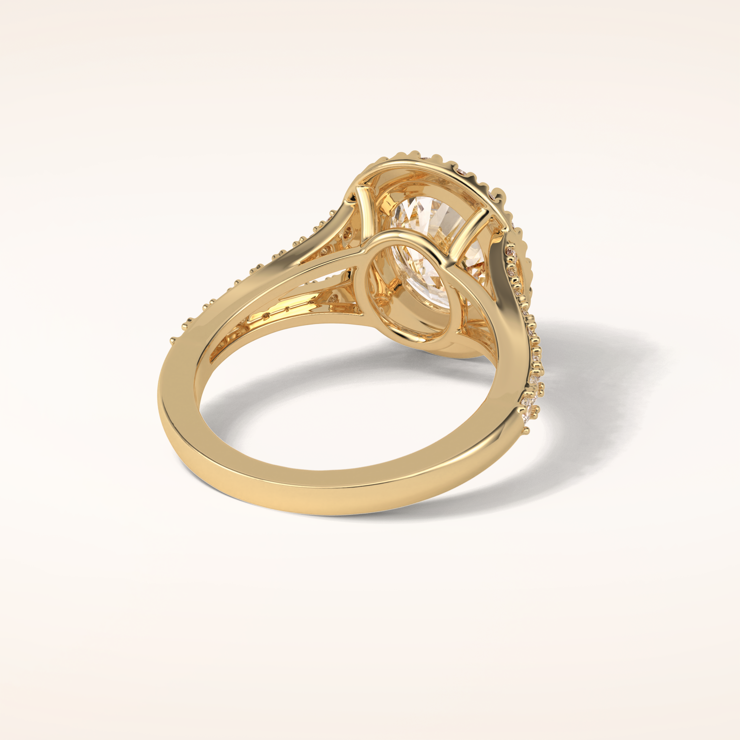 2.72 CT Oval Shaped Halo & Pave Split Shank Moissanite Engagement Ring