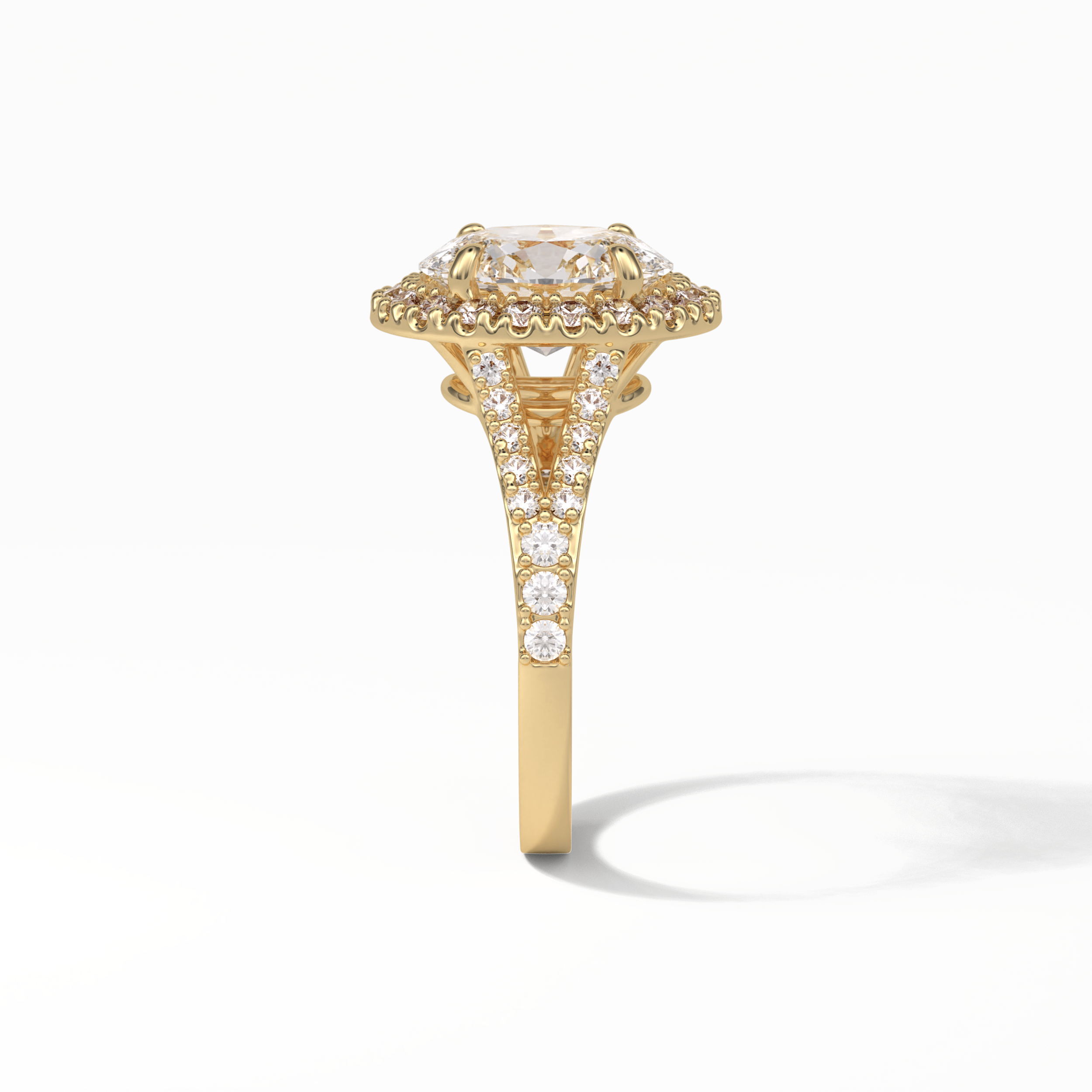 Oval Halo & Pave Lab Grown Diamond Engagement Ring