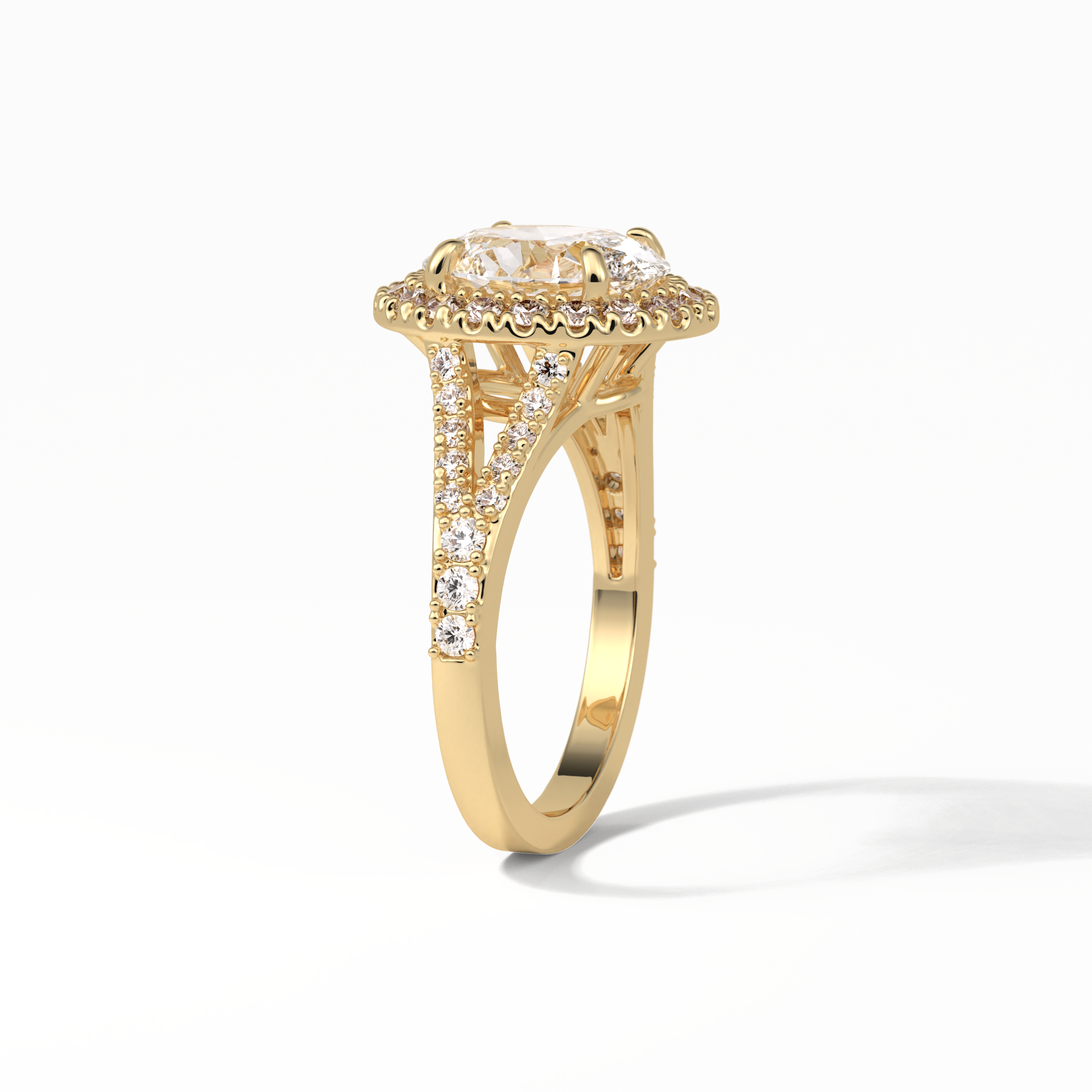 Oval Halo & Pave Lab Grown Diamond Engagement Ring
