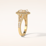 2.72 CT Oval Shaped Halo & Pave Split Shank Moissanite Engagement Ring