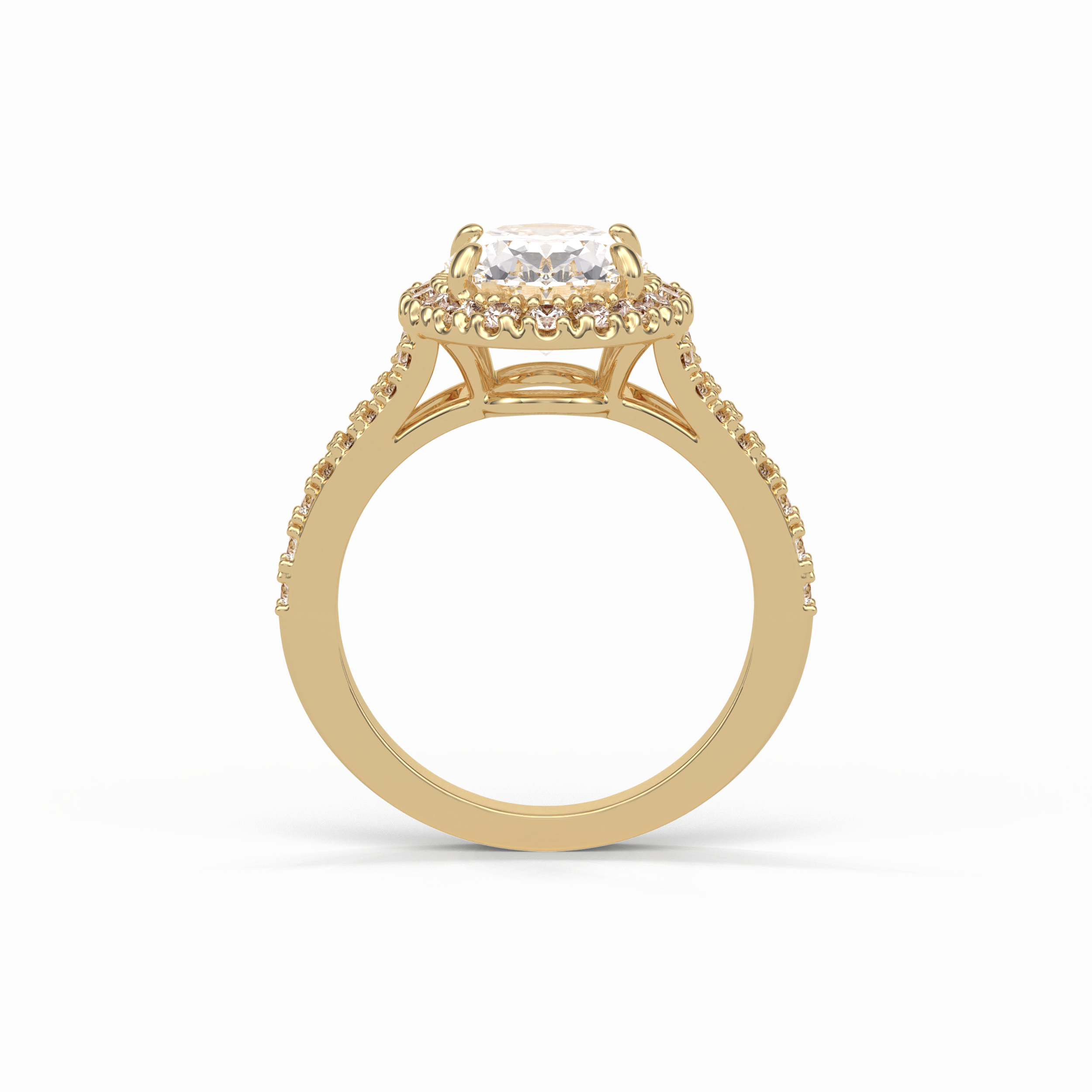 Oval Halo & Pave Lab Grown Diamond Engagement Ring
