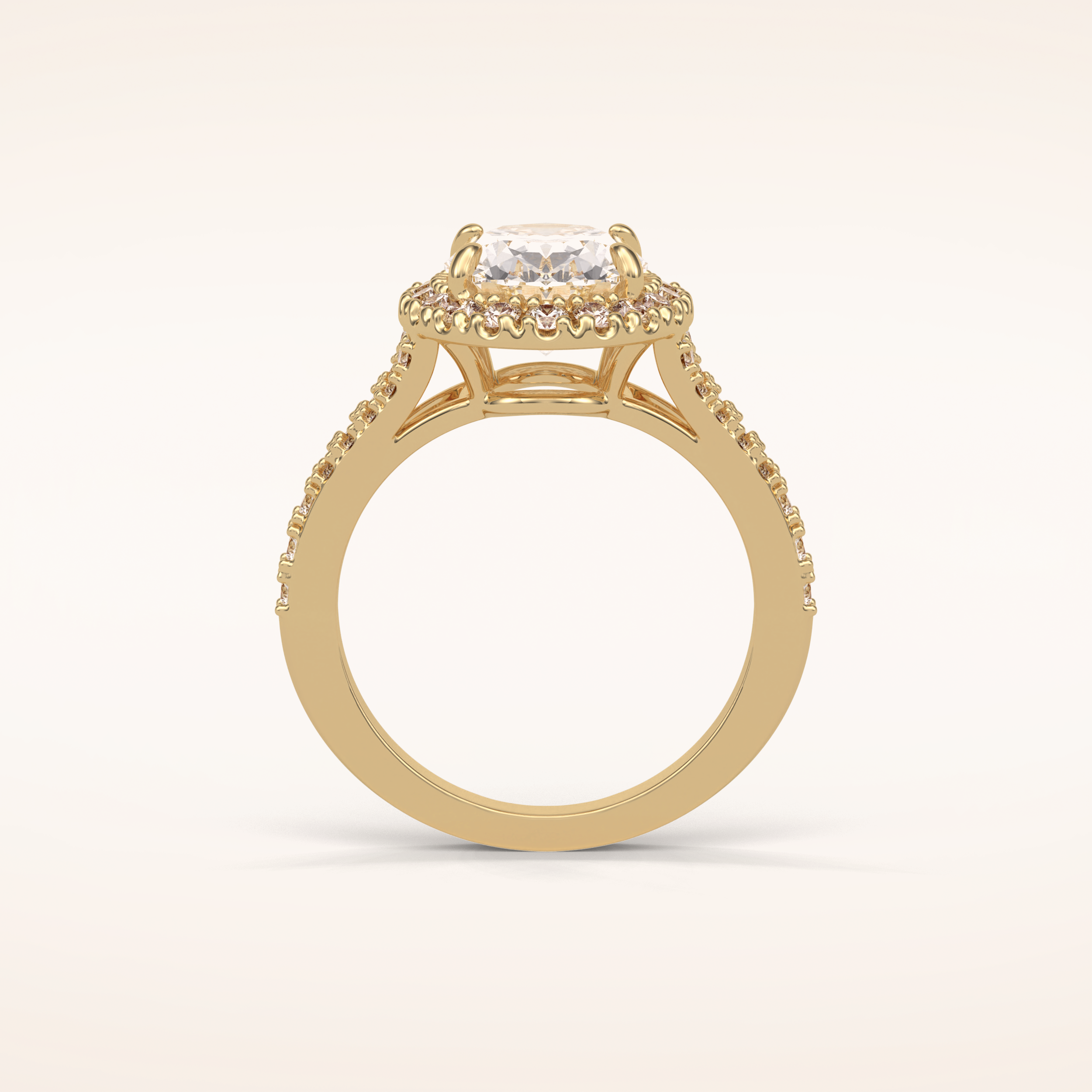 2.72 CT Oval Shaped Halo & Pave Split Shank Moissanite Engagement Ring