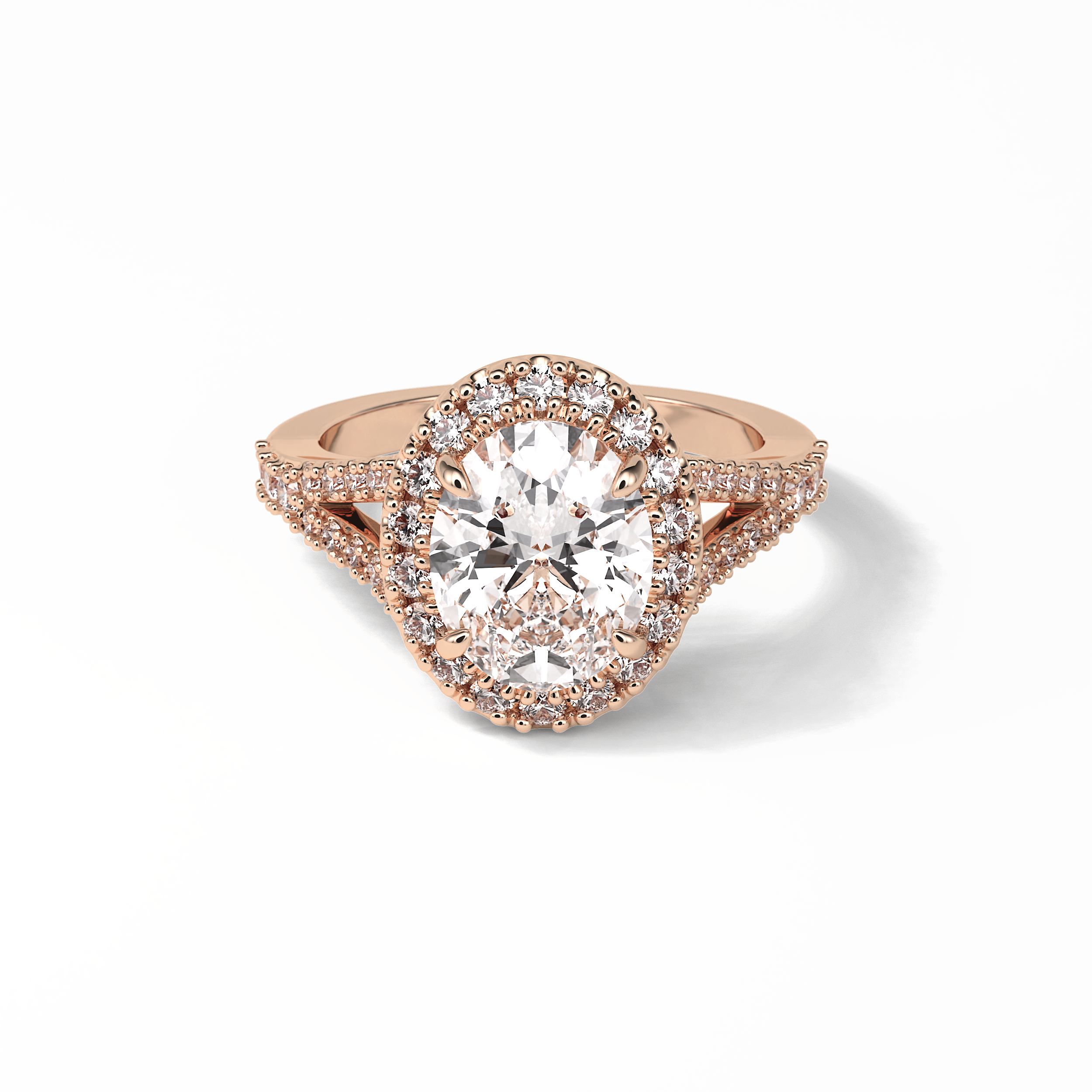 Oval Halo & Pave Lab Grown Diamond Engagement Ring