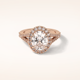 2.72 CT Oval Shaped Halo & Pave Split Shank Moissanite Engagement Ring
