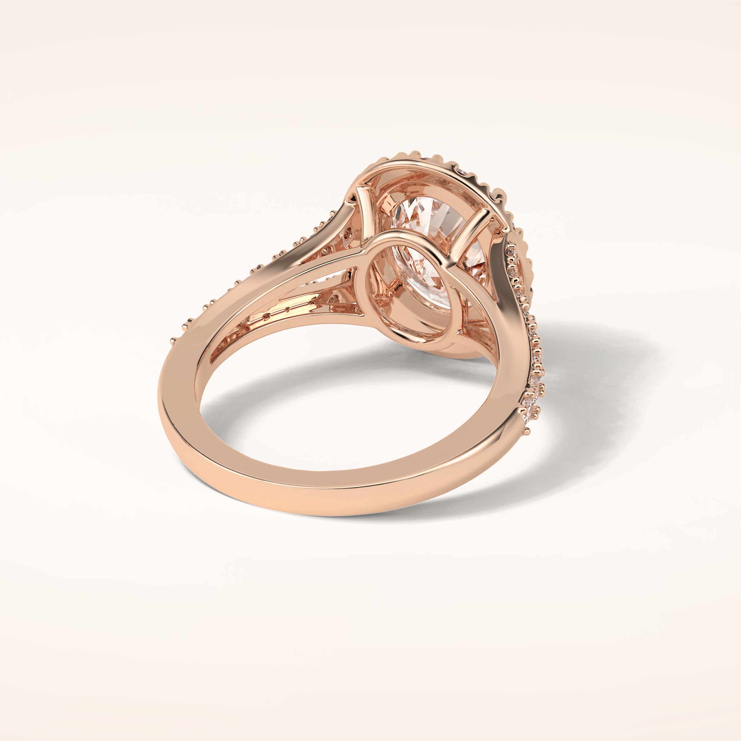 2.72 CT Oval Shaped Halo & Pave Split Shank Moissanite Engagement Ring