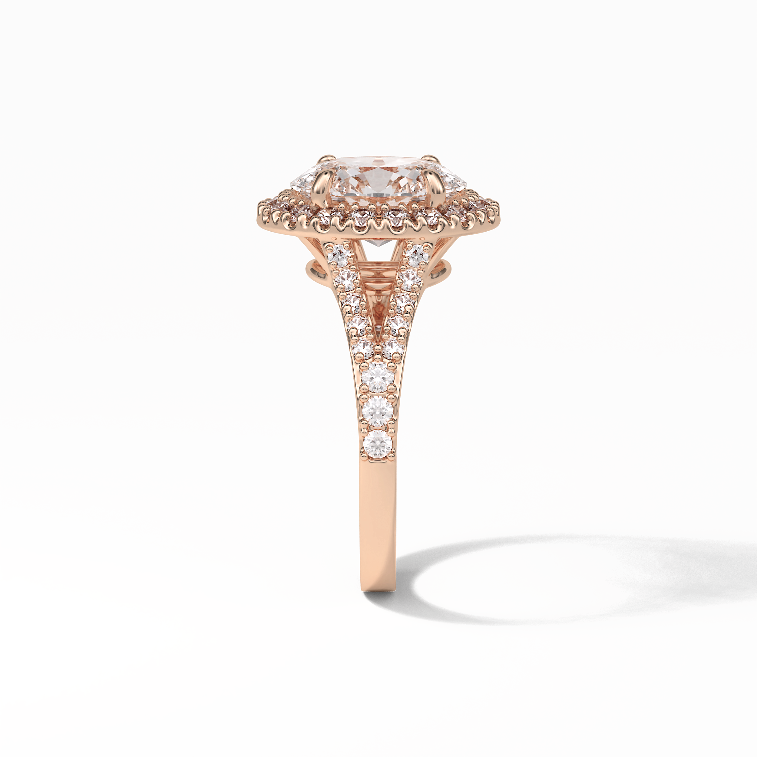 Oval Halo & Pave Lab Grown Diamond Engagement Ring