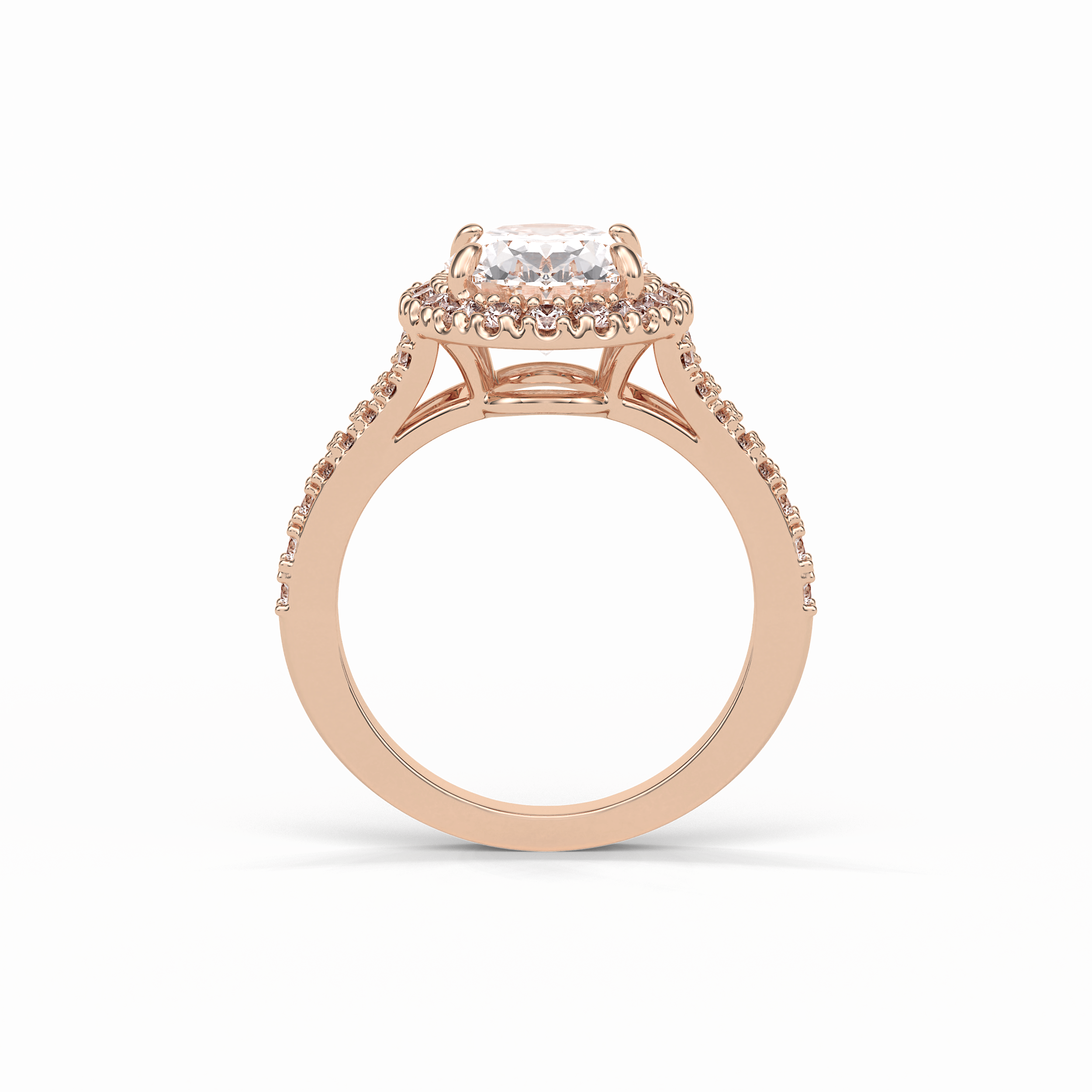 Oval Halo & Pave Lab Grown Diamond Engagement Ring