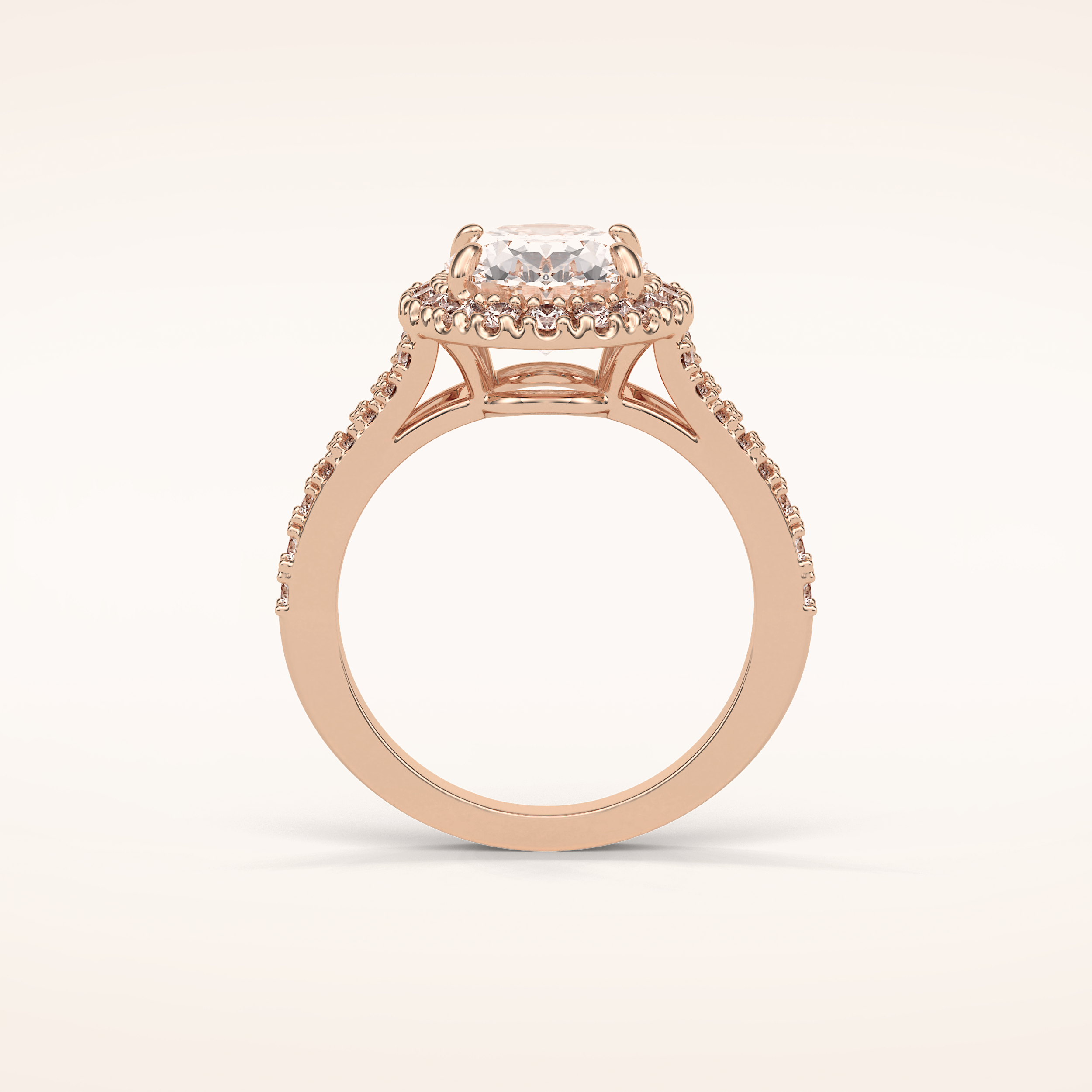 2.72 CT Oval Shaped Halo & Pave Split Shank Moissanite Engagement Ring