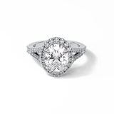 Oval Halo & Pave Lab Grown Diamond Engagement Ring
