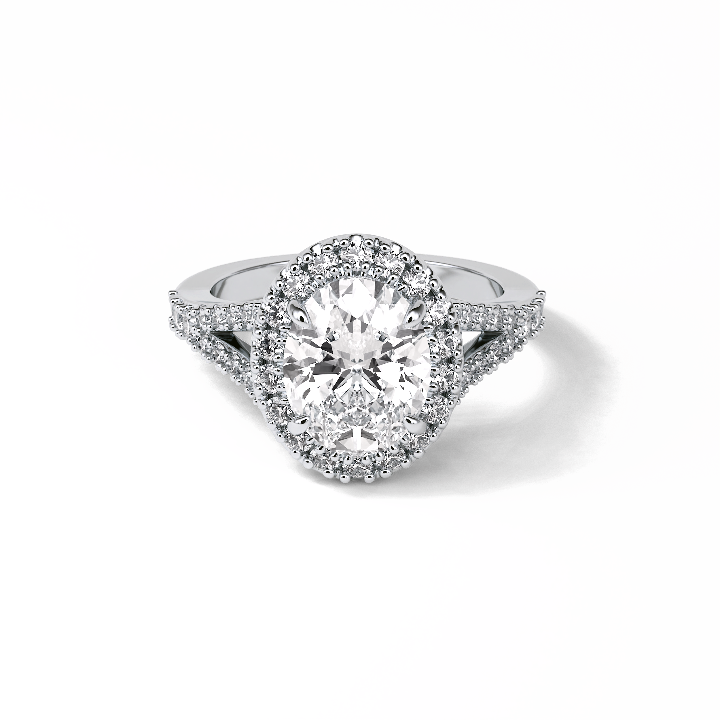 Oval Halo & Pave Lab Grown Diamond Engagement Ring