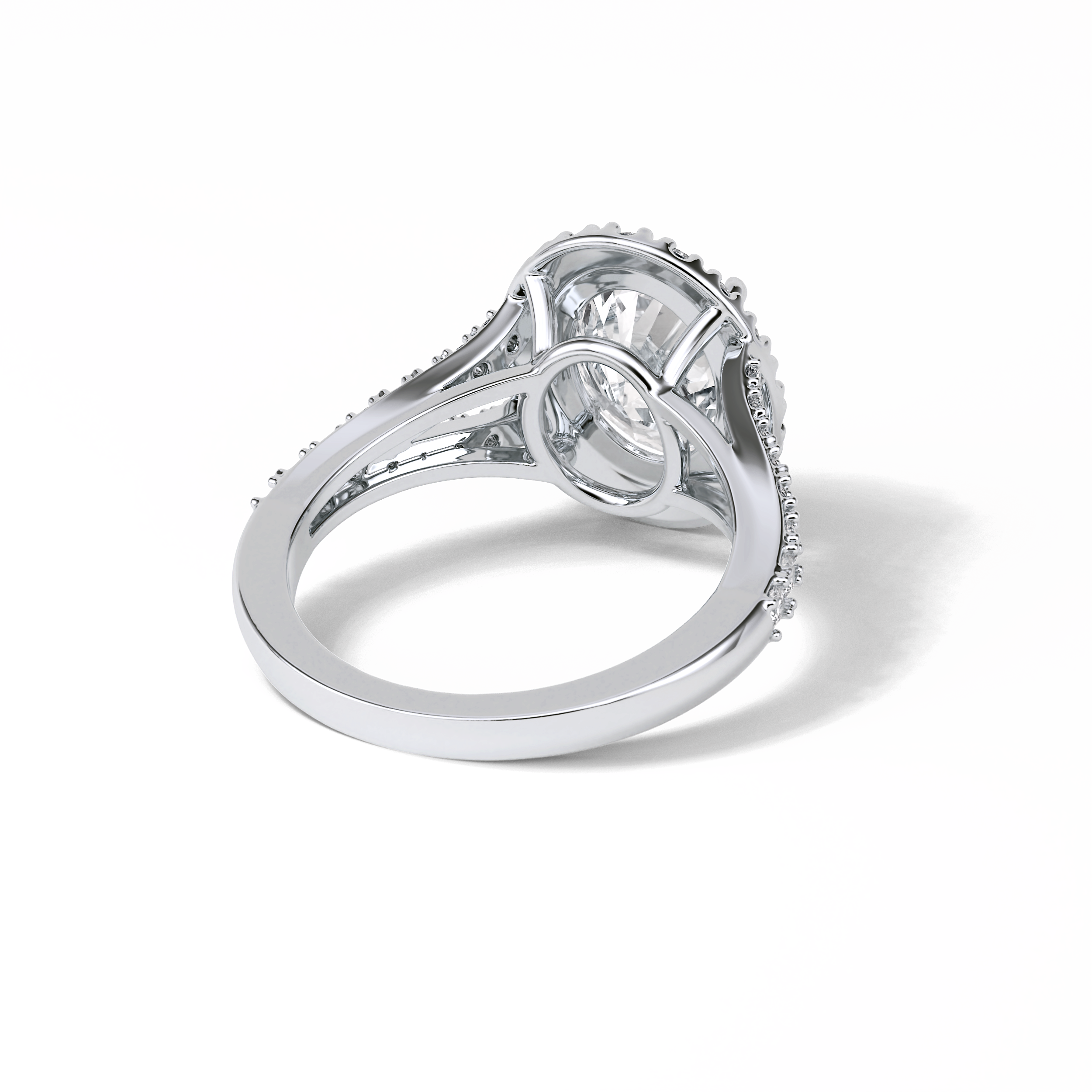 Oval Halo & Pave Lab Grown Diamond Engagement Ring
