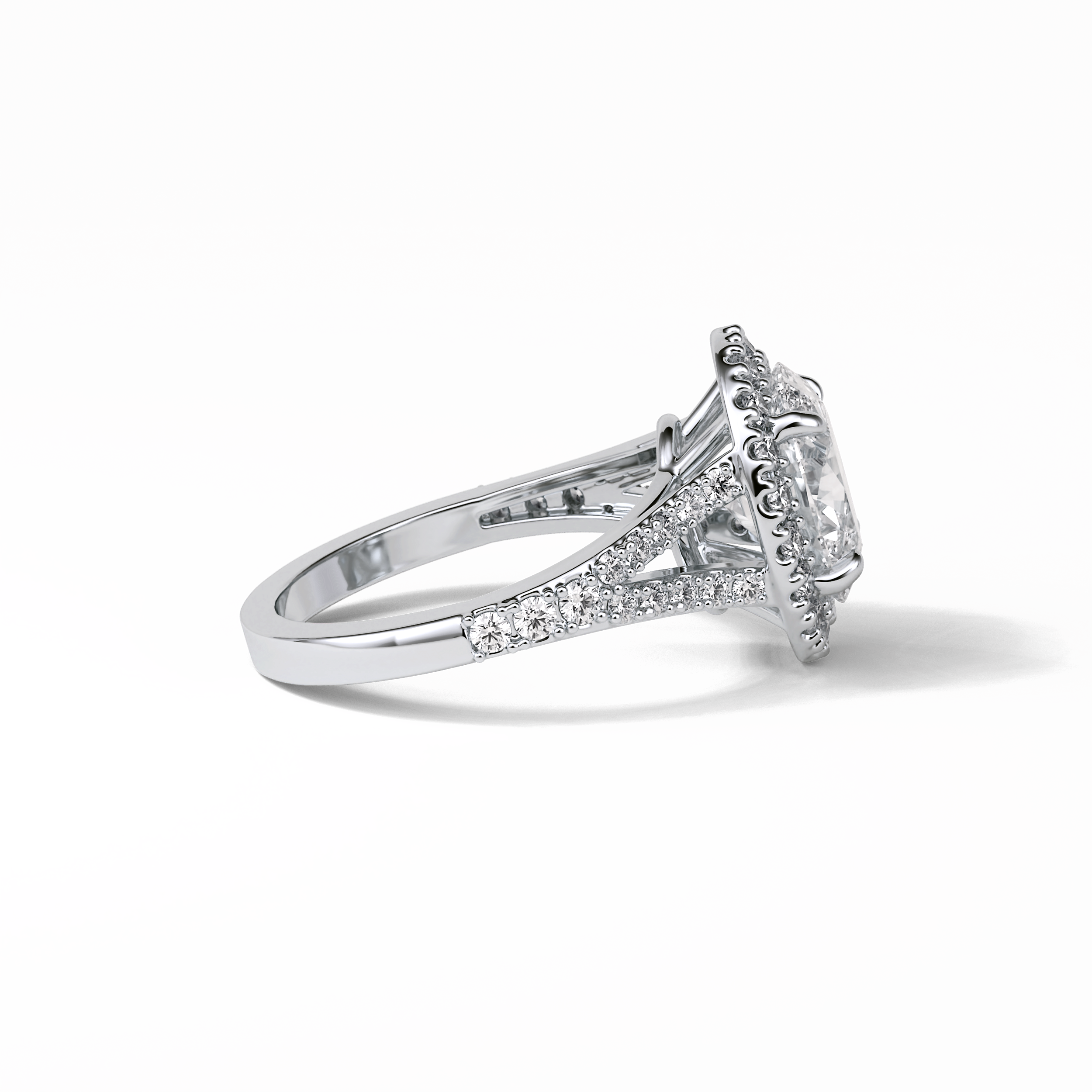 Oval Halo & Pave Lab Grown Diamond Engagement Ring