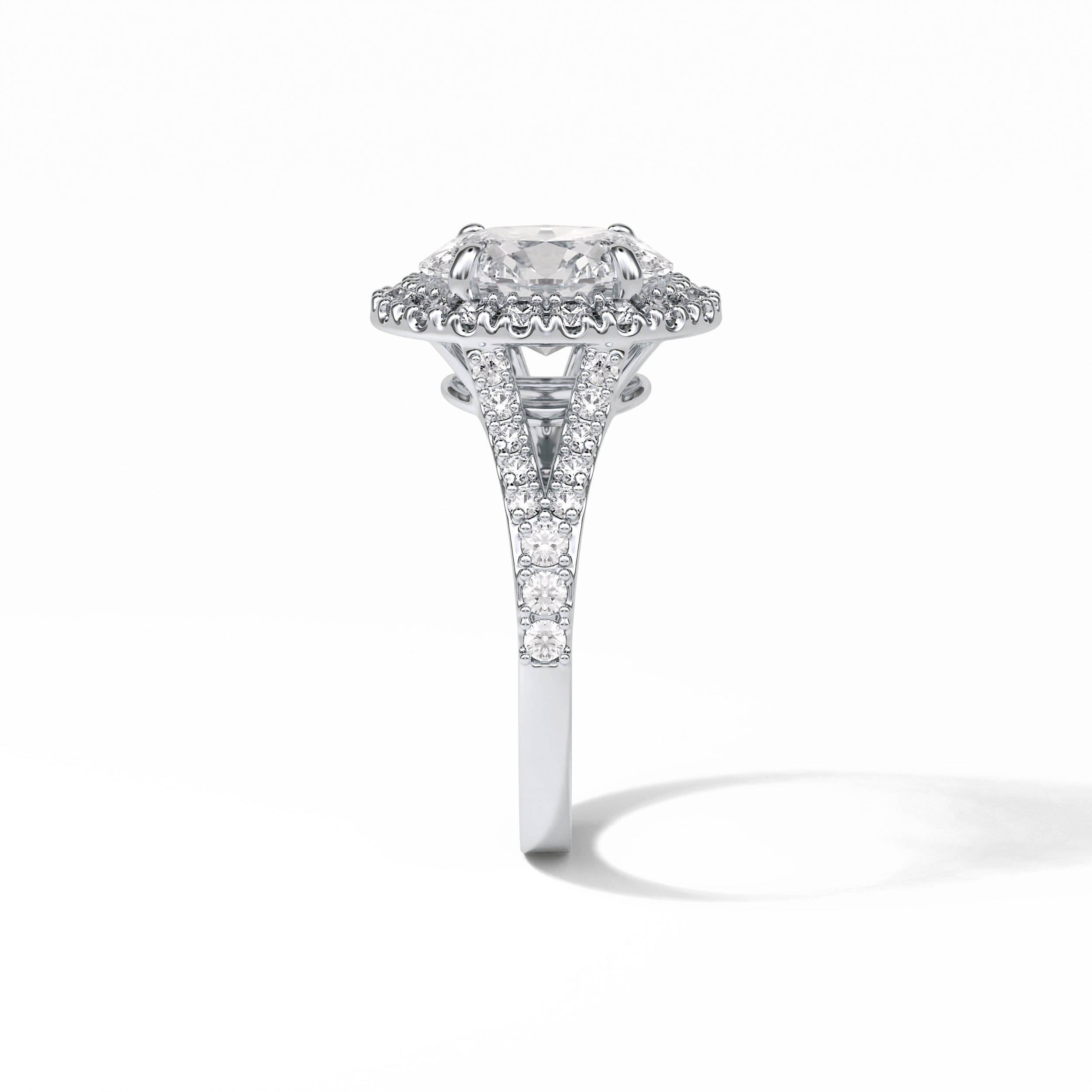Oval Halo & Pave Lab Grown Diamond Engagement Ring
