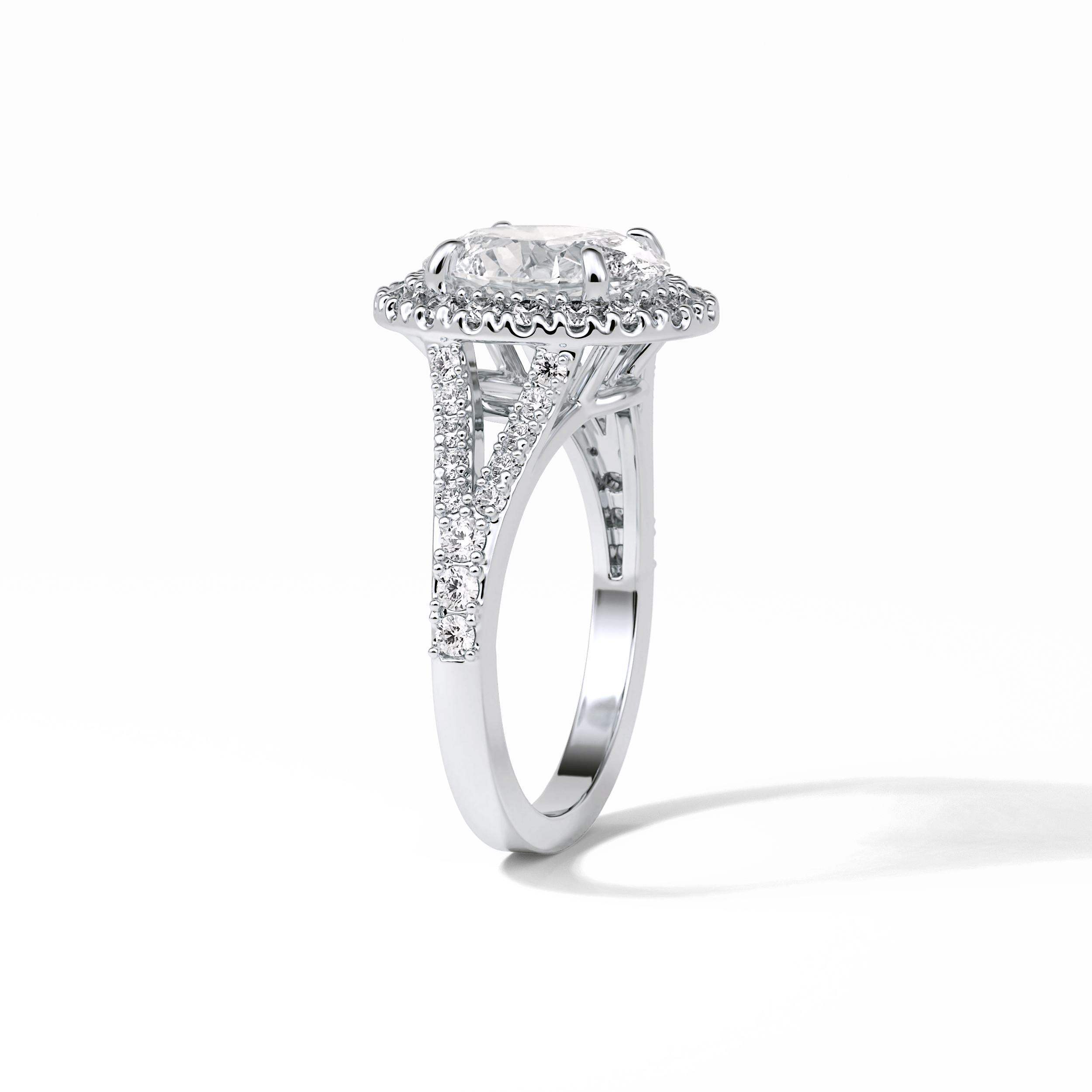 Oval Halo & Pave Lab Grown Diamond Engagement Ring