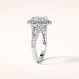 2.72 CT Oval Shaped Halo & Pave Split Shank Moissanite Engagement Ring
