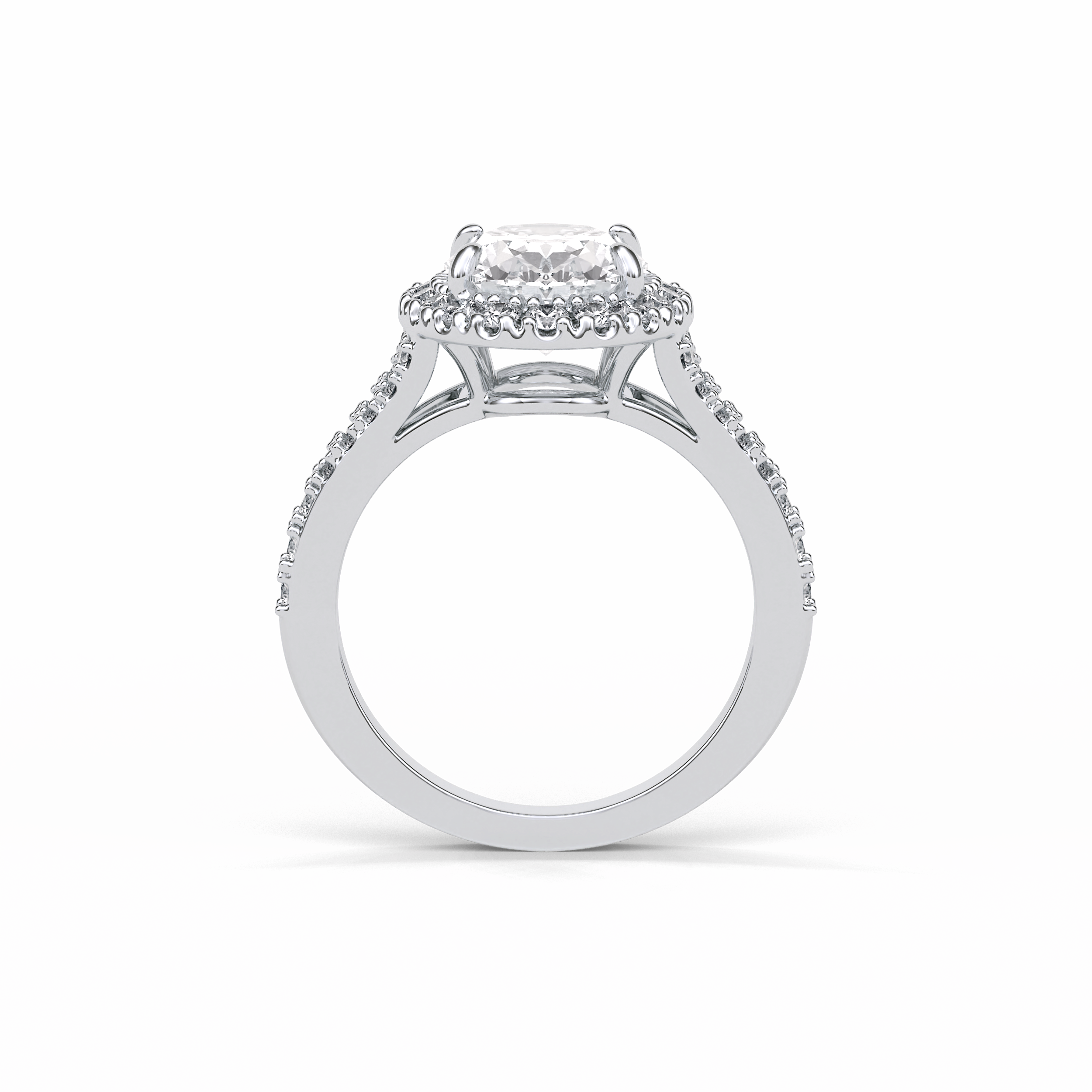 Oval Halo & Pave Lab Grown Diamond Engagement Ring