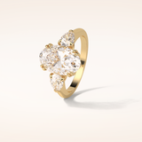 3.75 CT Oval Shaped Three Stone Moissanite Engagement Ring