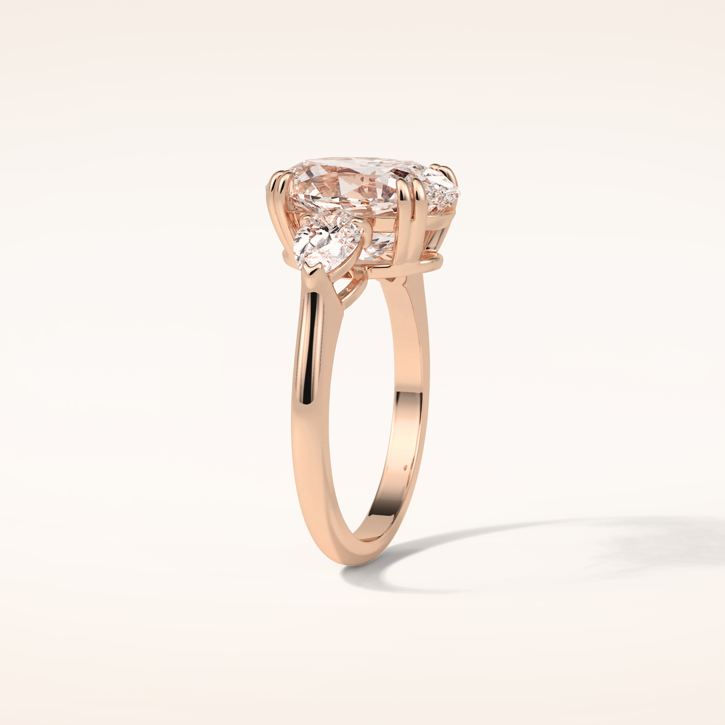 3.75 CT Oval Shaped Three Stone Moissanite Engagement Ring