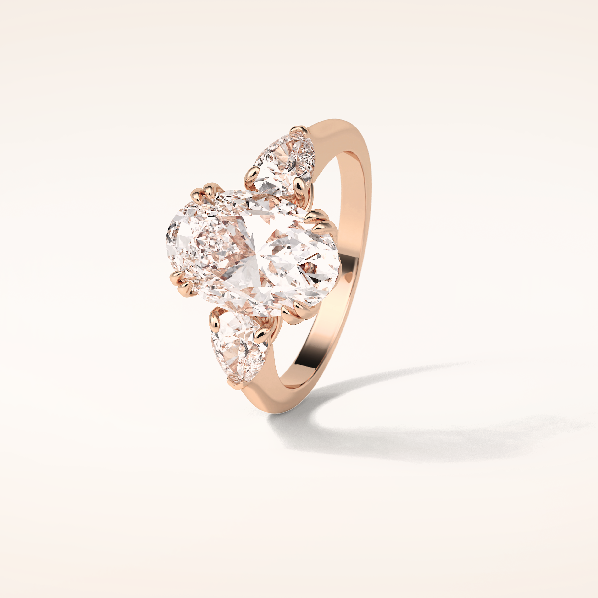 3.75 CT Oval Shaped Three Stone Moissanite Engagement Ring