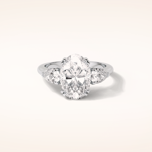 3.75 CT Oval Shaped Three Stone Moissanite Engagement Ring