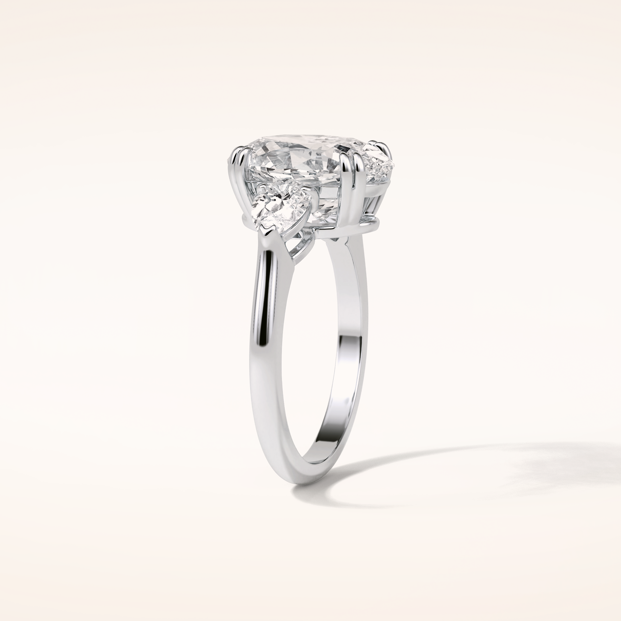 3.75 CT Oval Shaped Three Stone Moissanite Engagement Ring