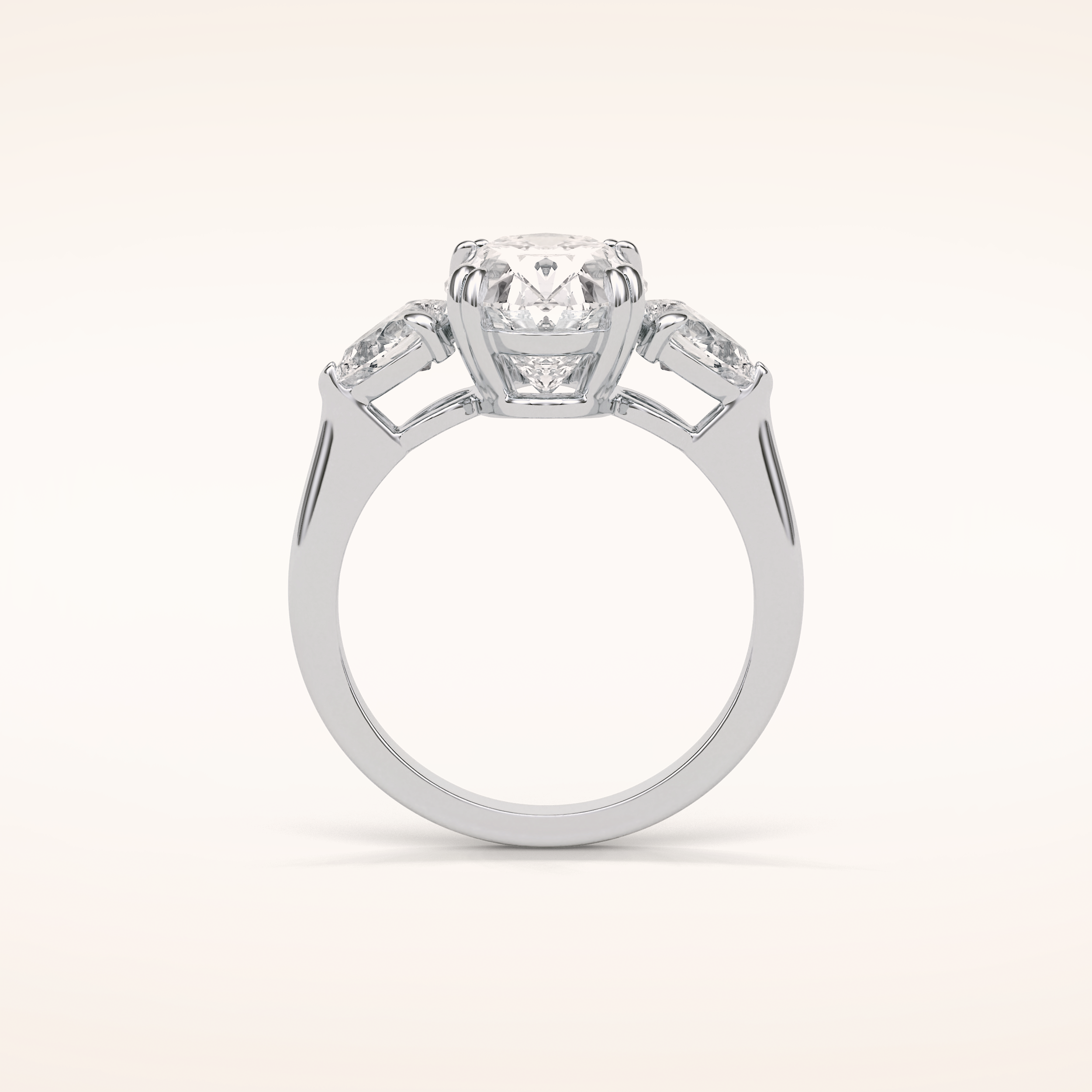 3.75 CT Oval Shaped Three Stone Moissanite Engagement Ring