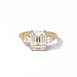 Emerald Three Stones Lab Grown Diamond Engagement Ring