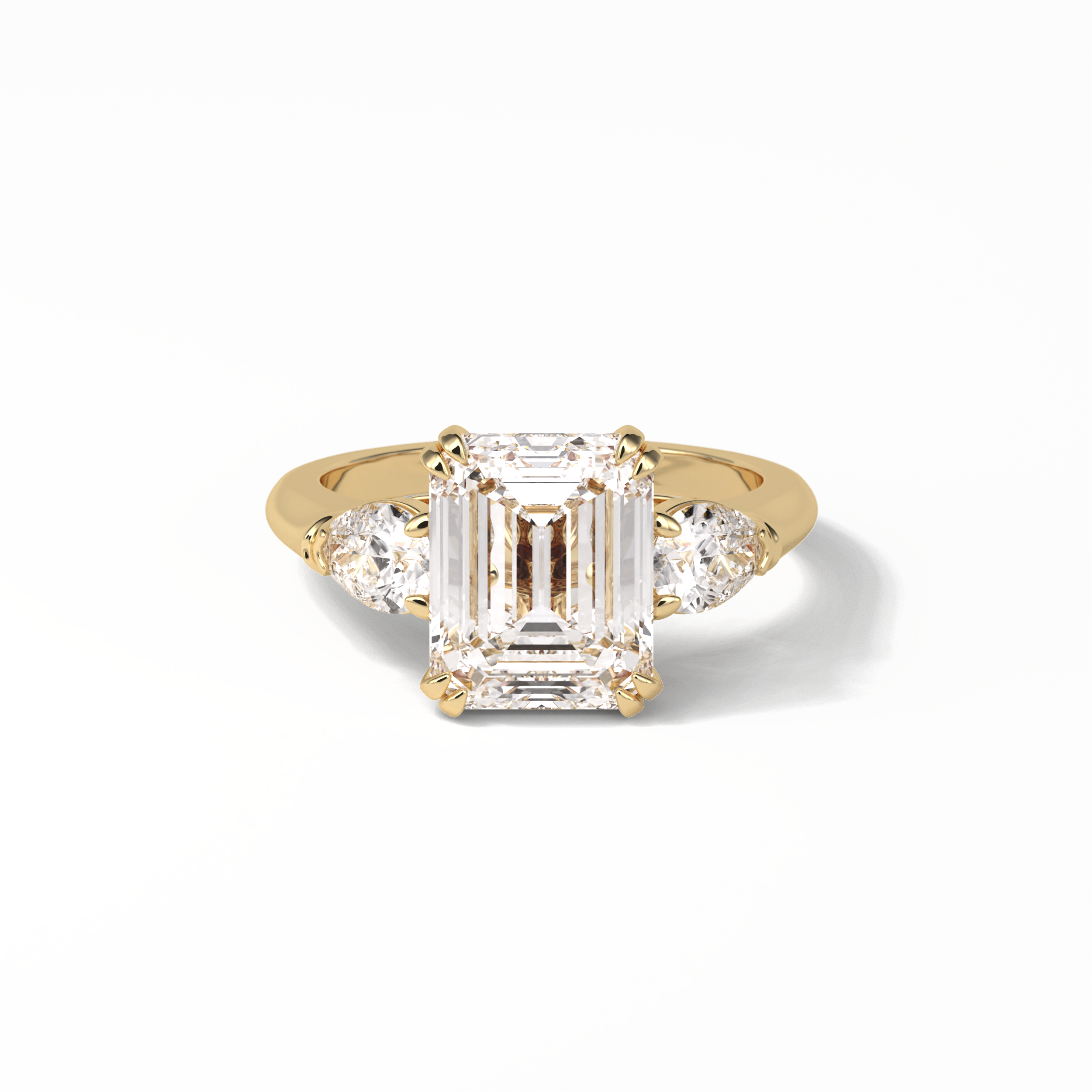 Emerald Three Stones Lab Grown Diamond Engagement Ring