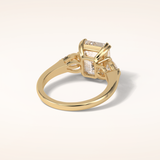 3.24 CT Emerald Shaped Three Stone Moissanite Engagement Ring