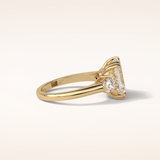 3.24 CT Emerald Shaped Three Stone Moissanite Engagement Ring