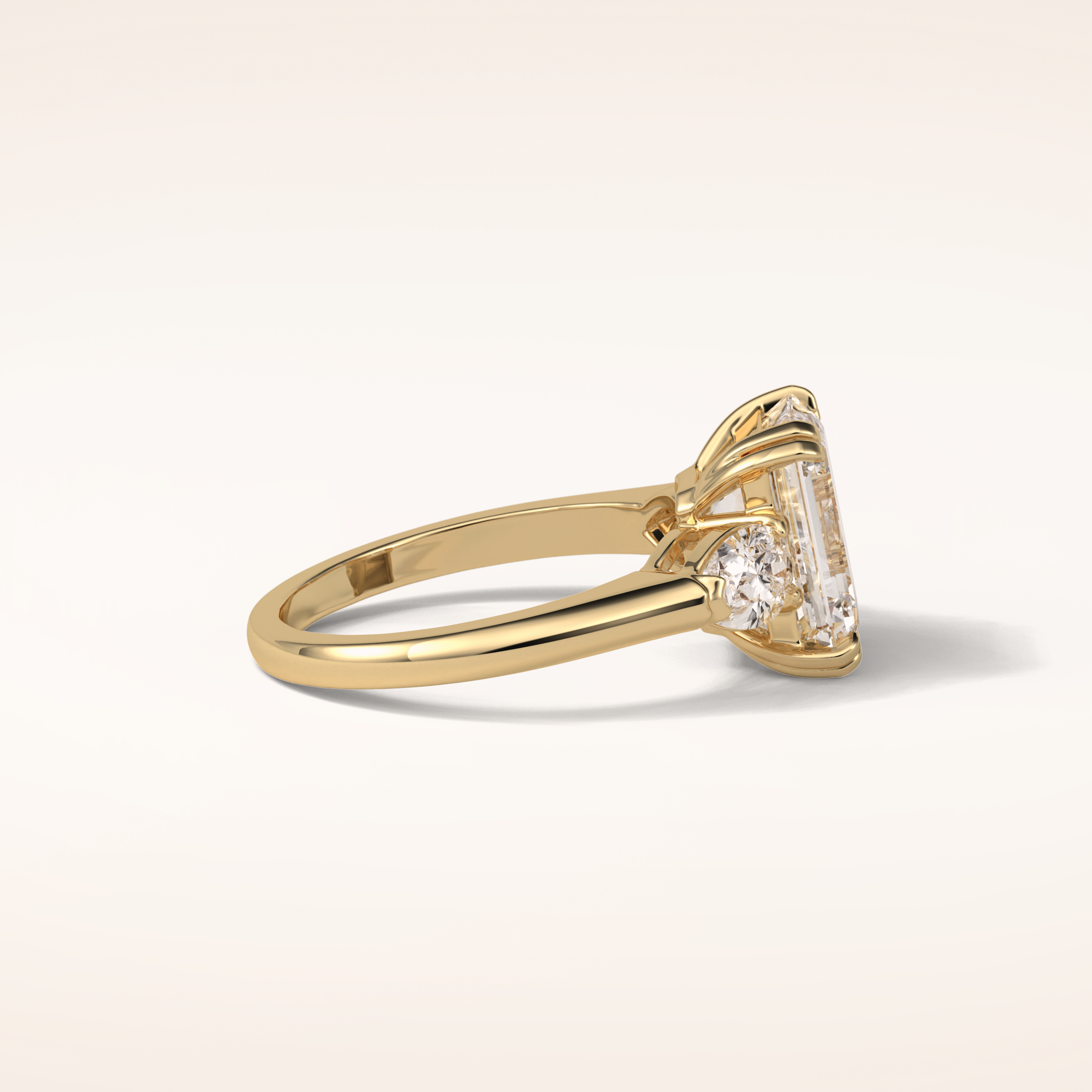 3.24 CT Emerald Shaped Three Stone Moissanite Engagement Ring