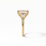 Emerald Three Stones Lab Grown Diamond Engagement Ring