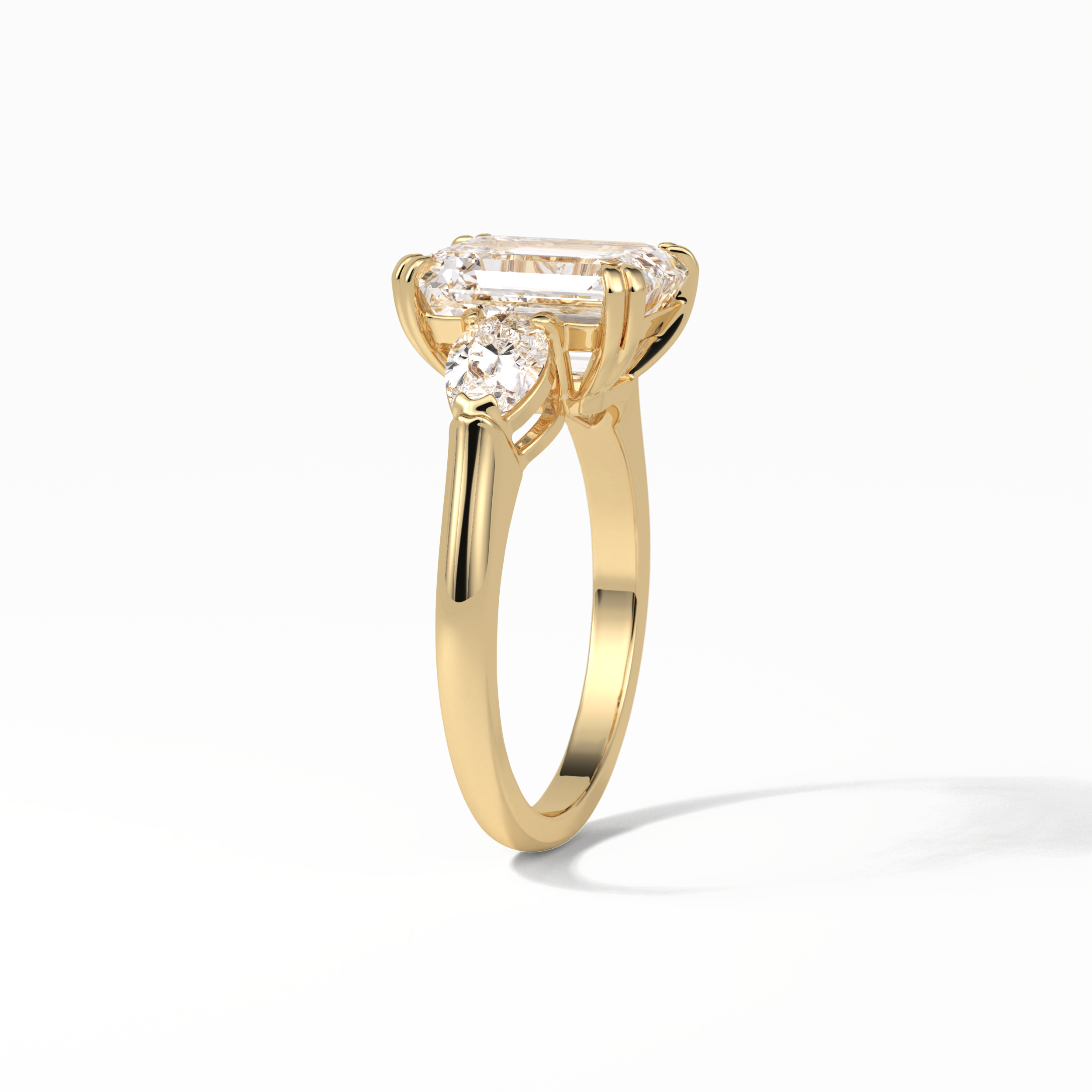 Emerald Three Stones Lab Grown Diamond Engagement Ring