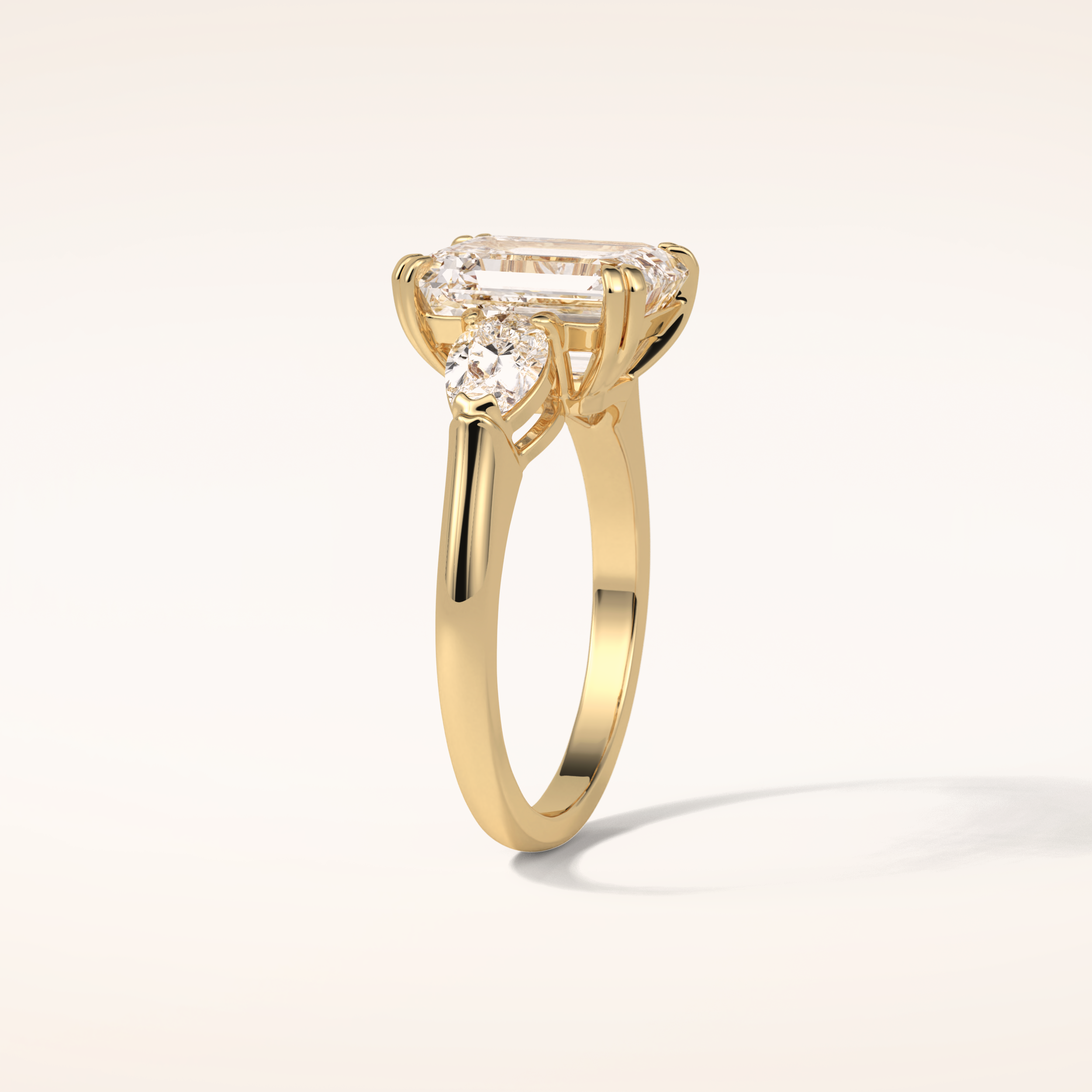 3.24 CT Emerald Shaped Three Stone Moissanite Engagement Ring