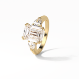 Emerald Three Stones Lab Grown Diamond Engagement Ring