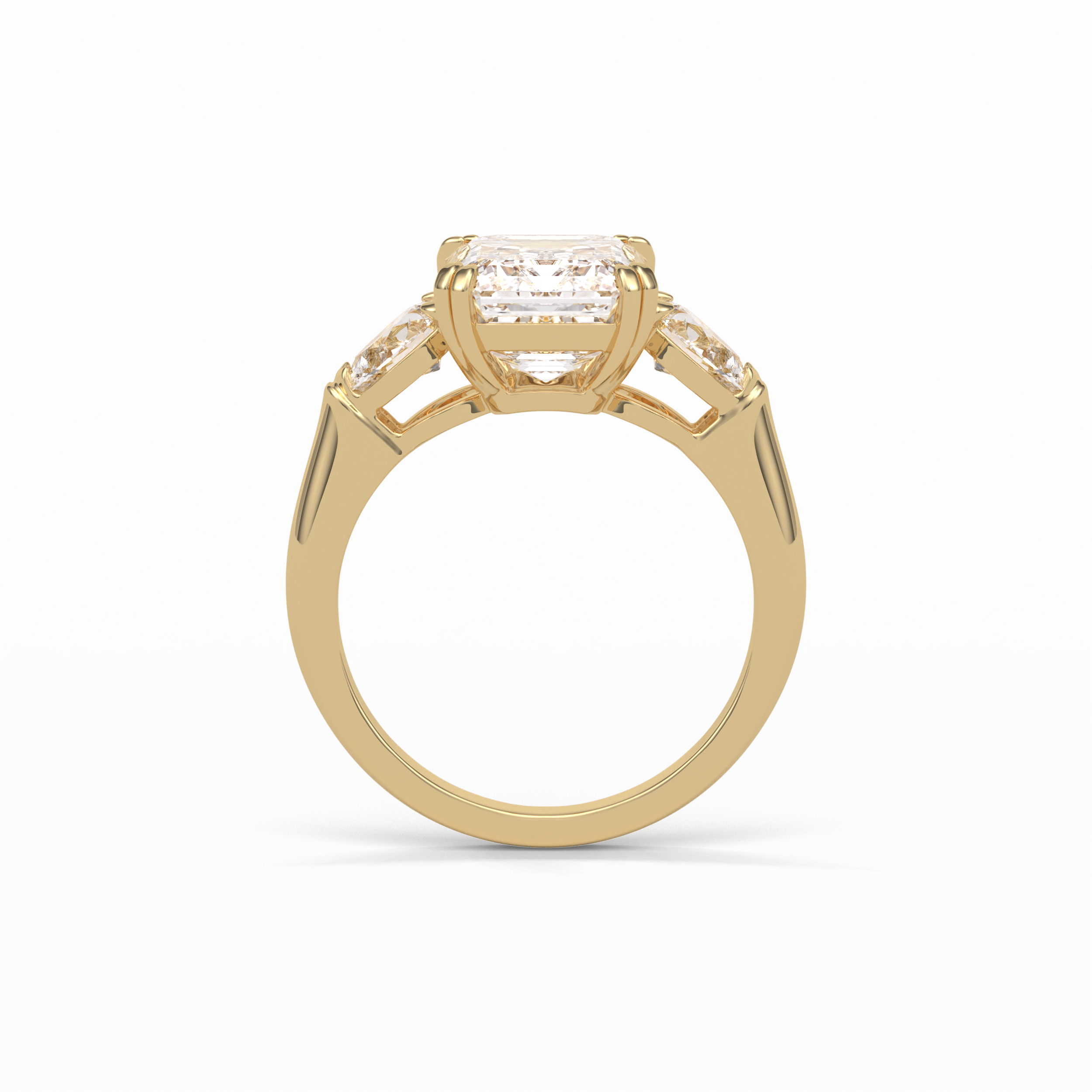 Emerald Three Stones Lab Grown Diamond Engagement Ring