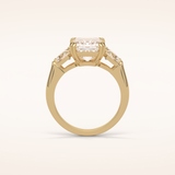 3.24 CT Emerald Shaped Three Stone Moissanite Engagement Ring