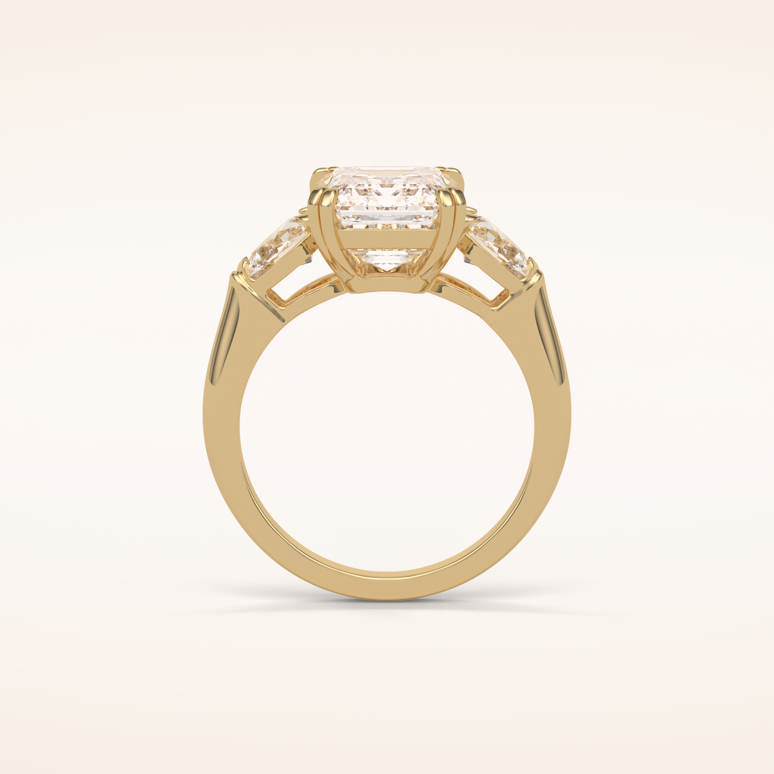 3.24 CT Emerald Shaped Three Stone Moissanite Engagement Ring