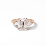 Emerald Three Stones Lab Grown Diamond Engagement Ring