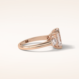 3.24 CT Emerald Shaped Three Stone Moissanite Engagement Ring